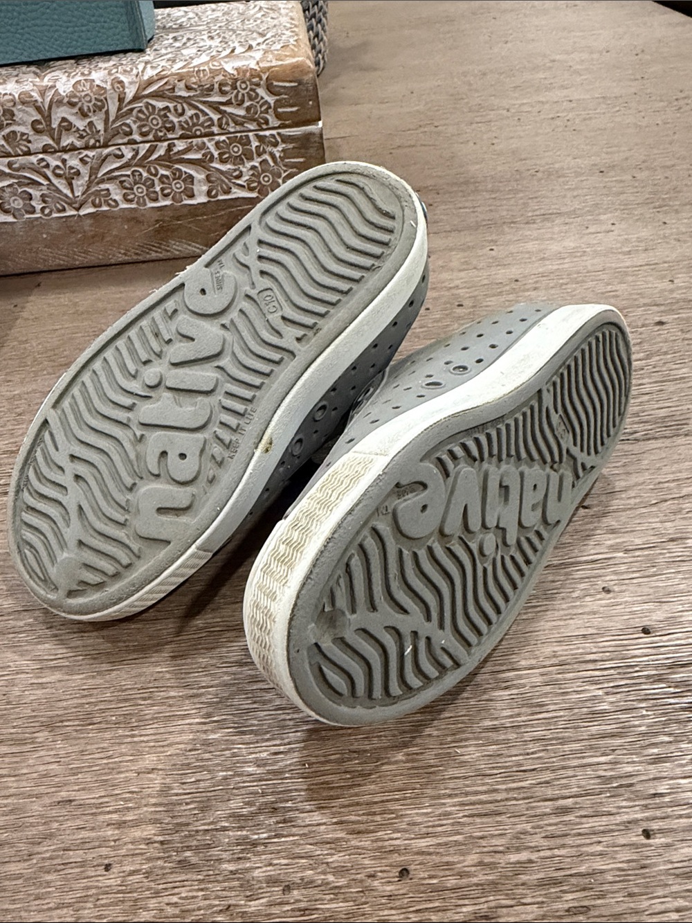 Native Slip-On Sneakers in Light Gray with White Toe Caps - Picture 5 of 5